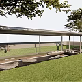 Modern Courtyard Garden Design With Covered Pergola Wooden Deck Lush Lawn And Seating Area