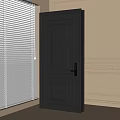 Modern Silver Security Door With Panel Design And White Blinds Window 3d model