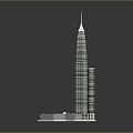 Petronas Twin Towers Architecture Model With Tall Towers Skybridge And Blue Base