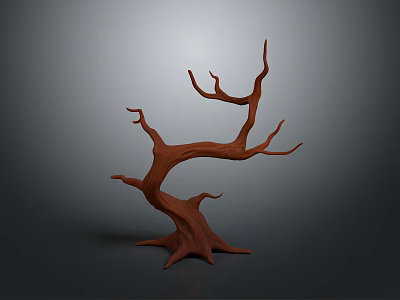 Wooden Branch Decorative Sculpture With Natural Texture And Twisted Design For Home Decoration 3d model
