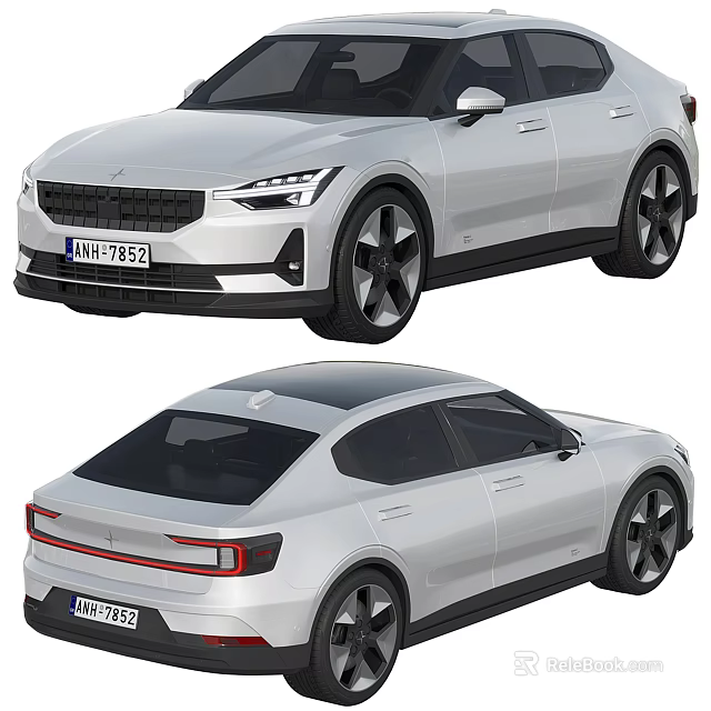 Silver Cars Showcasing Front And Rear Views 3d model 