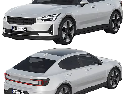 Silver Cars Showcasing Front And Rear Views 3d model