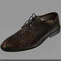 Men's Classic Brown Leather Shoes With Woven Design And Black Laces