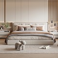 Cream wind double bed 3d model