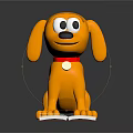 Yellow Cartoon Dog With Red Collar Round Tag And Open Book in Front