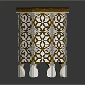 Intricate Octagonal Side Table With White And Gold Geometric Pattern And Decorative Legs 3d model