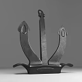 Abstract Metal Sculpture Featuring Symmetrical Design Central Vertical Element And Curved Side Elements On Base 3d model