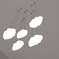 Modern Decorative Cloud Shaped Chandelier with Multiple White Pendants and Black Cords