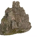 Natural Rock Formation With Layered Stones And Mossy Surface Details