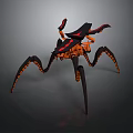 Mechanical Spider 3D Model With Black And Orange Body Red Accents And Long Legs