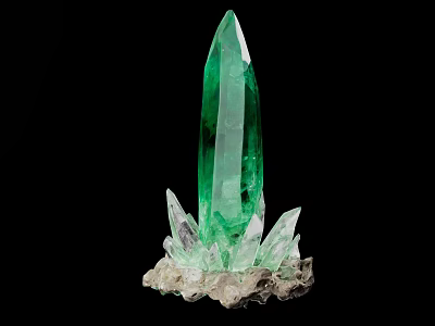 Elegant Green Crystal Column Decorative Ornament Set With Transparent Small Crystals And White Base 3d model