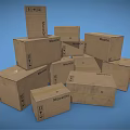 Movavon Cardboard Boxes Stacked For Moving And Storage On Blue Background