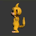 Golden Monkey Figurine Cartoon Character Standing Pose With Open Arms Shiny Surface
