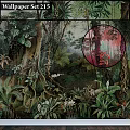 Lush Tropical Rainforest Scene With Dense Plants Vines Trees And Red Foliage