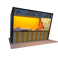 Fishing Bait Retail Booth With Tent Structure And Decorative Fish Patterns
