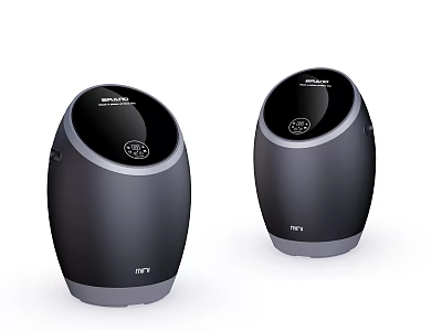 Midea Two Black And Gray Round Washing Machines With Digital 3d model