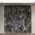 Textured Gray Stone Wall Design With Golden Frame For Modern Interior Decor