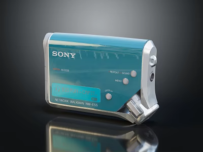 Sony Compact Digital Audio Player With Turquoise And Silver Design Display And Control Buttons 3d model