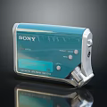 Sony Compact Digital Audio Player With Turquoise And Silver Design Display And Control Buttons 3d model