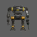 Black Mechanical Robot Character Design With Yellow Accents And Mechanical Joints