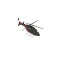 Sleek Modern Black and Red Helicopter Exterior with Rotors and Window Details