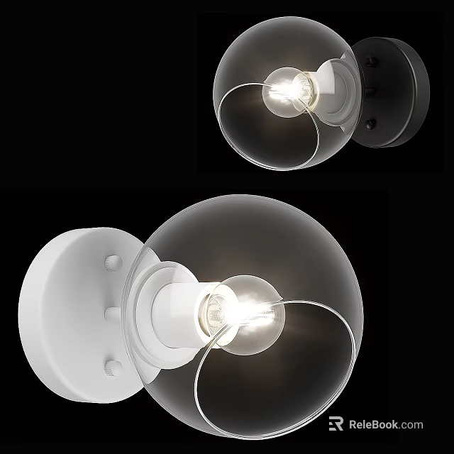 Modern Wall Mounted Lamp With Glass Shade And Illuminated Design In White And Black 3d model 