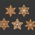 Star Shaped Gingerbread Cookies With White Icing On Dark Background 3d model