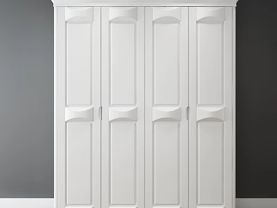 White Wardrobe With Four Door Modern Simple Design For Interior Decor 3d model