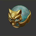 Metallic Golden Fox Head Fashion Clothing Accessory With Blue Sphere Decor