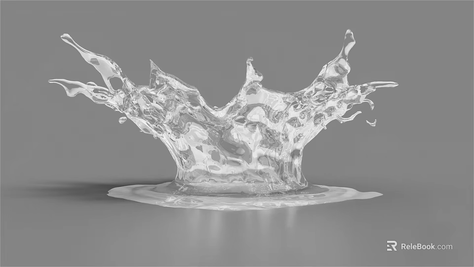 Dynamic Water Fountain With Splashing Water And Transparent Droplets Design 3d model 