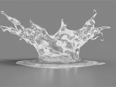 Dynamic Water Fountain With Splashing Water And Transparent Droplets Design 3d model