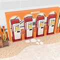 Modern Vending Machines in Orange Arch Indoor Space With Green Plants and Cactus