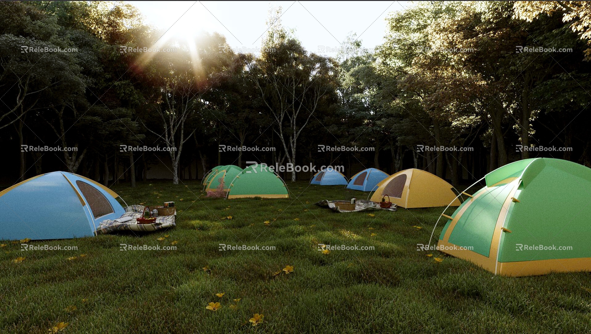 Outdoor Camping Forest Camping Lawn Camping Camping Tent 3d model