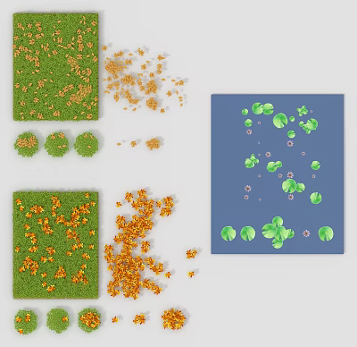 modern lawn lawn leaves deciduous lotus leaves 3d model