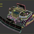 Tracked Utility Vehicle With Front Blade Transparent Cabin And Blue White Black Design