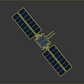 Detailed Satellite Model With Solar Panels Antennas Support Legs And Body Structure