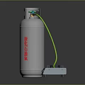 Household LPG Cylinder with Green Hose Connected to Portable Gas Stove