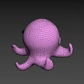 Cute Pink Octopus 3D Model Game Movie Character With Adorable Cartoon Features