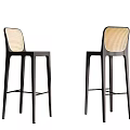 Modern Black Frame Bar Stools With Woven Backrest And Minimalist Design Set Of Two
