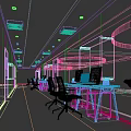 Hospital Outpatient Clinic Corridor With Sky Ceiling And Computer Workstations