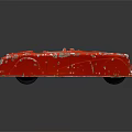 Old Red Vintage Toy Car With Peeling Paint On Its Surface
