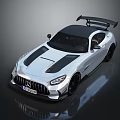 Silver Sports Car With Black Roof Rear Spoiler And Sleek Mercedes Style Design