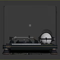 Modern Vinyl Turntable With Transparent Cover And Metallic Tonearm On Dark Base