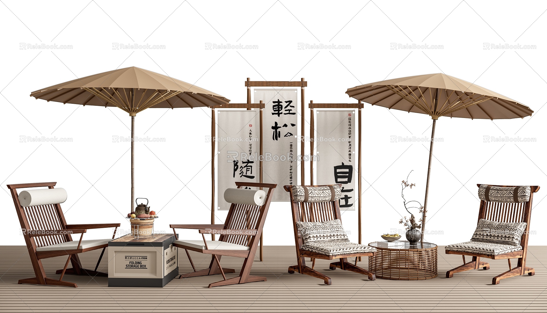 Chinese-style Courtyard Outdoor Tables and Chairs Courtyard Leisure Tables and Chairs Outdoor Chairs Side Corner Sunshade 3d model