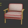 Modern Single Sofa With Light Gray Fabric Upholstery And Wooden Arms Legs