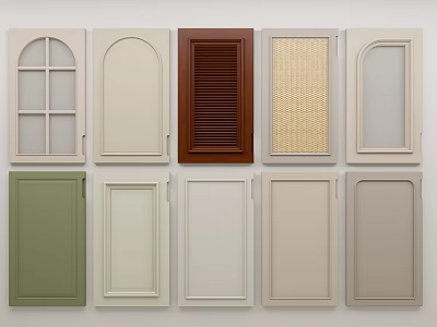 Various Style Wardrobe Doors With Arch Panel Louver And Woven Texture In Different Colors 3d model