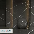 Modern Black Marble Component With Veined Texture And Sphere Shape In Lighting