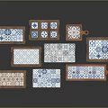 Wooden Stone Trays With Decorative Tile Patterns For Home And Kitchen Decoration