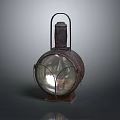 Vintage Metal Lantern With Round Glass Shade And Top Handle Design