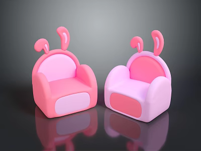 Unusual Pink Sofa With Rabbit Ears For Kids Cute Room Design 3d model